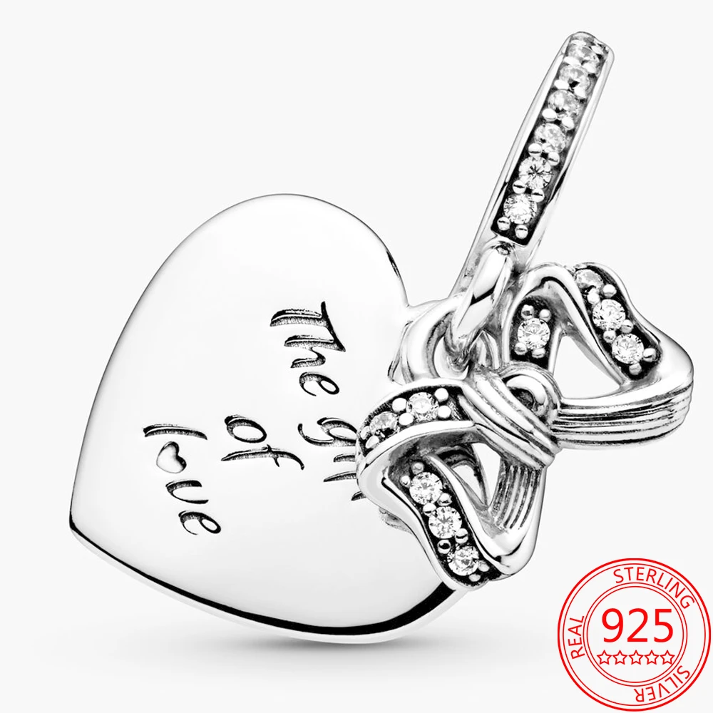 

New Arrivals 925 Sterling Silver Pendant Bow and Love Heart Shaped Ornaments Fits Brand Moments Bracelets DIY Jewelry Gifts