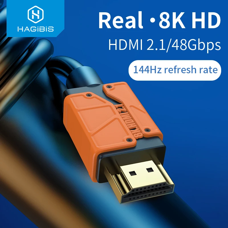

Hagibis HDMI-compatible 2.1 cable 48Gbps High Speed 8K/60Hz 4K/120Hz 144Hz Digital cord 2.0 for HDTV PS5 PS4 XBox Projector NS