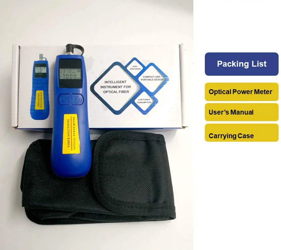Optical Power Meter -70~+10 dBm Fiber Light Meter for Testing 6 Calibrated Wavelengths, 68g Light Weighted