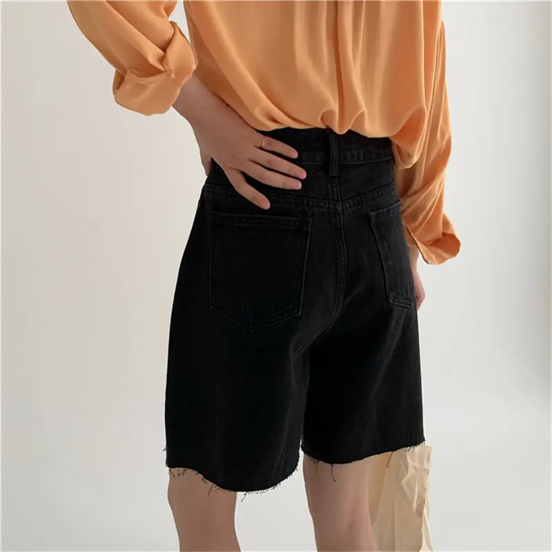Женские джинсовые шорты HziriP однотонные легкие универсальные с высокой талией в