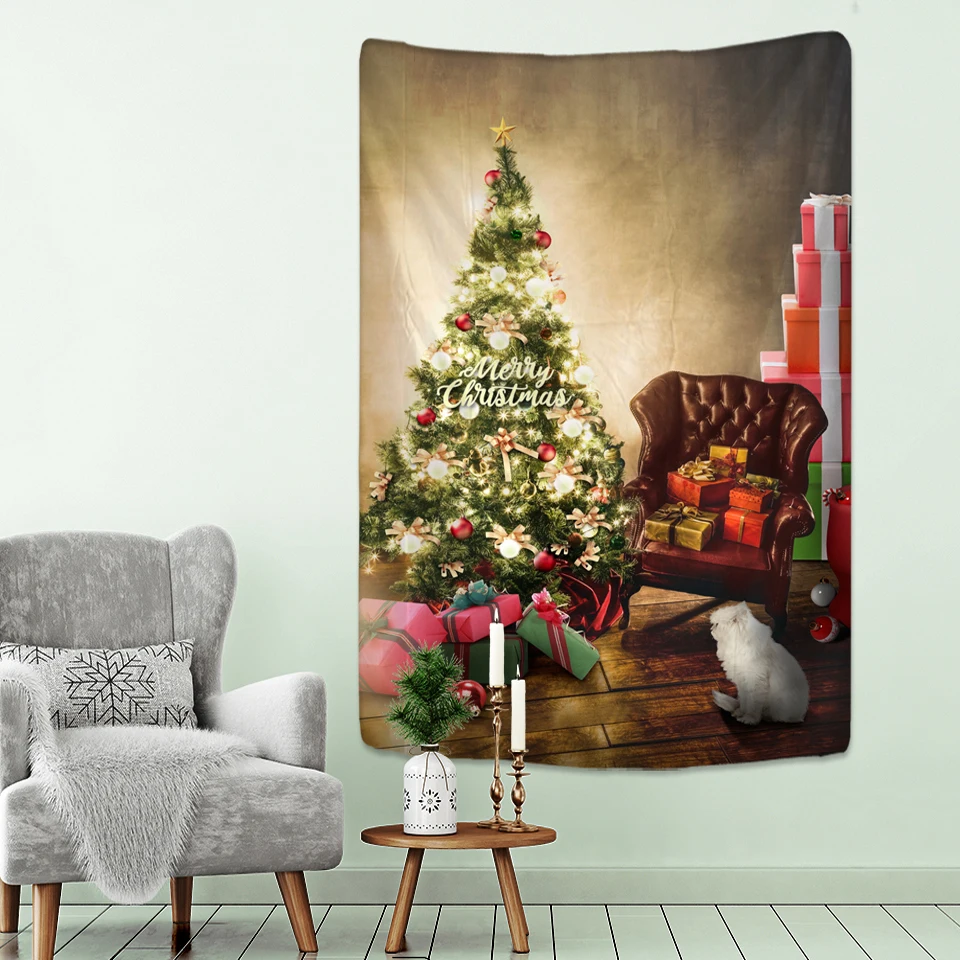 Рождественский фантазийный гобелен со сценой для домашнего декора