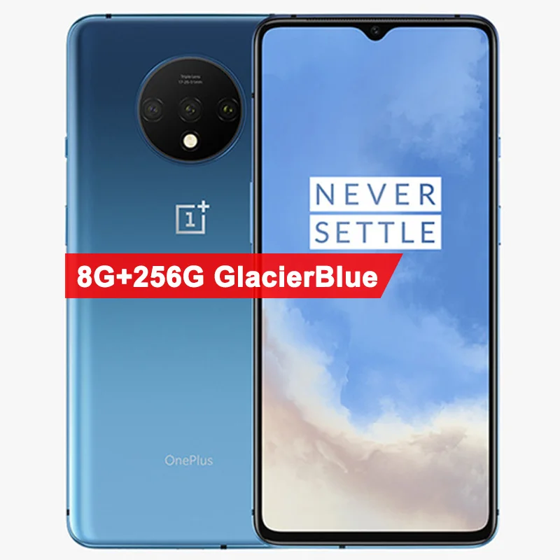Мобильный телефон OnePlus 7T с глобальной прошивкой, 6,55 дюймов, 90 ГГц, 8 ГБ ОЗУ, 128 ПЗУ, Snapdragon 855 Plus, 48MP, 2X зум-камера, NFC, игровой телефон - Цвет: 7T 8G 256G Blue