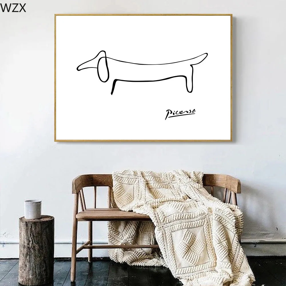 Picasso интересные абстрактные линии принт Собака Такса холст Nordic плакат