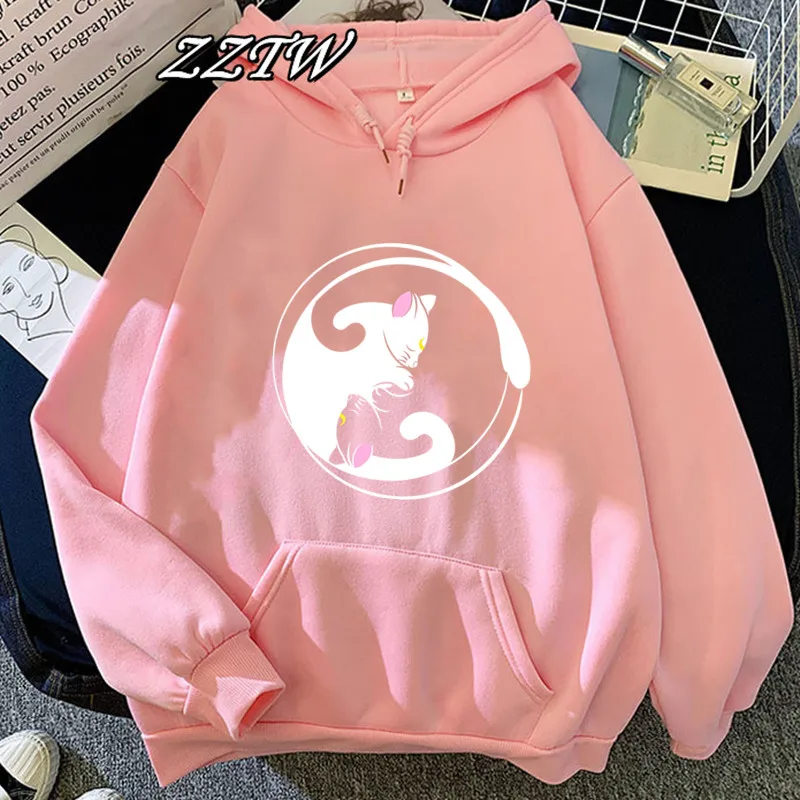 

Moon Cat Harajuku Hoodie 2021 Winter Clothes Women Oversized Sweatshirt Women Gothic Loose Streetweaer Hoodie Korean Tops