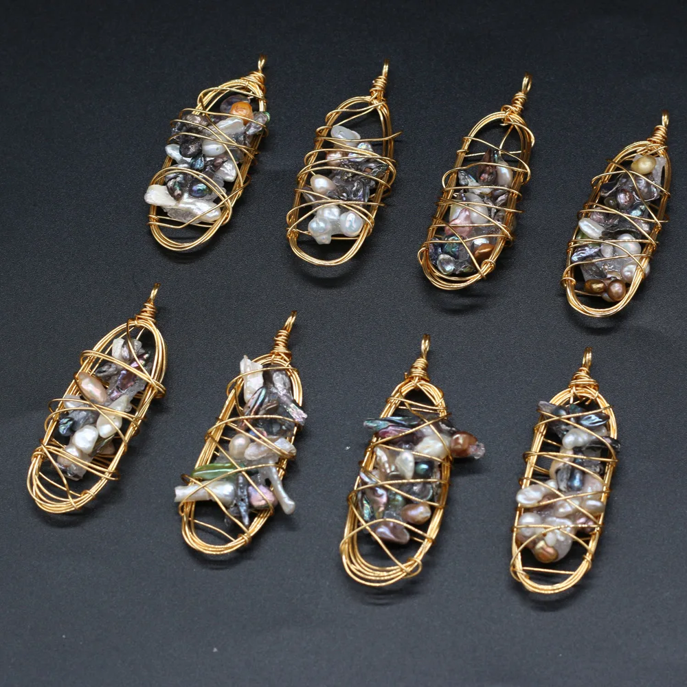 

yachu Pure Natural Freshwater Pearl Irregular Oval Winding Pearl Pendant Making DIY Exquisite Necklace Bracelet Size 20x40mm