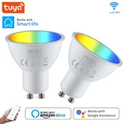 Tuya Smart светодиодная лампа для дома RGB CW GU10 LED лампы голосового Управление Цвет изменения диммируемой работы с Amazon Alexa Google Tuya Smart Life