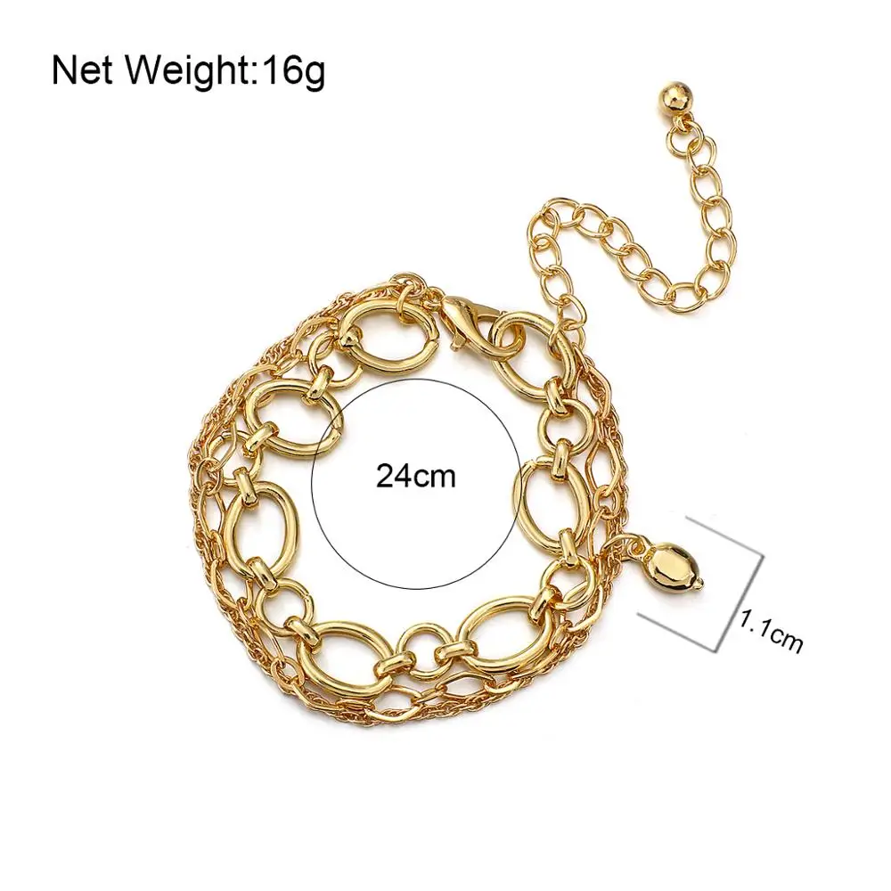 

ALLYES Vintage Boho Multilayer Gold Color Metal Chain Bracelets for Women Simple Bracelets Bangles Fashion Jewelry Couple Gifts