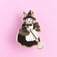 cute broom witch rabbit hard enamel pin cartoon maid bunny lapel badge brooch animal backpack fashion accessories jewelry