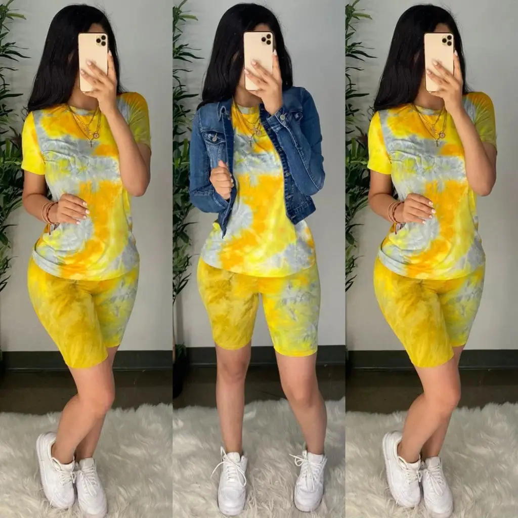 Молодежные модные шорты с короткими рукавами для девочек Комплект из двух