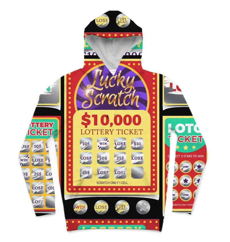 

REAL American US SIZE Custom Lottery Ticket 3D Sublimation print Hoodies with plus size 3XL 4XL 5XL 6XL