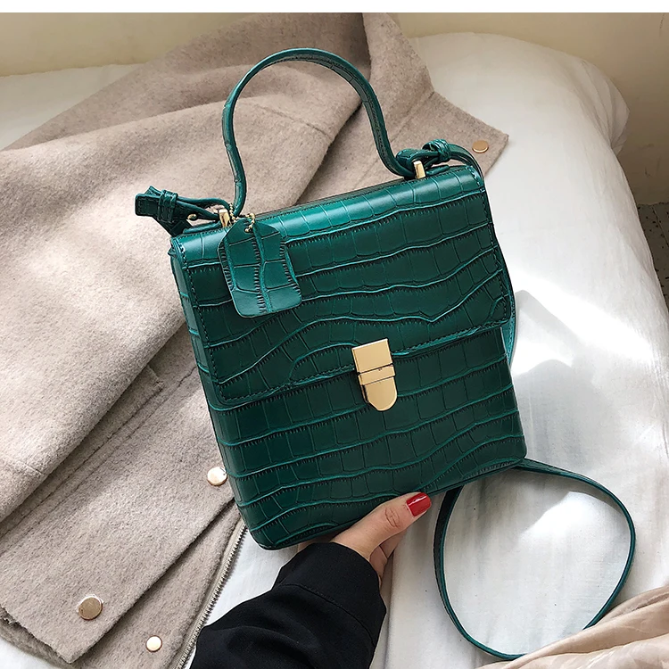 Vintage Fashion Stone pattern Tote bag New High Quality PU Leather Women's Designer Handbag Lock Shoulder Messenger Bag