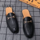 Полуботинки мужские из 100% натуральной кожи, черные, повседневные, дизайнерские, модные, Роскошные, черные, шлепанцы, 2021