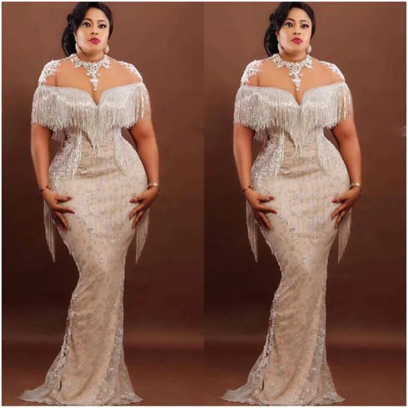 

Вечерние платья с юбкой годе, кружевное платье с бахромой, с вырезом на спине, на молнии, в нигерийском стиле, 2021