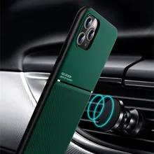 Luxury Leather Phone Case For iPhone 11 Pro Max 12 13 X Xs Max XR 7 8 6 6S Plus SE 2020 Ultra Thin Magnetic Car Plate Back Cover
