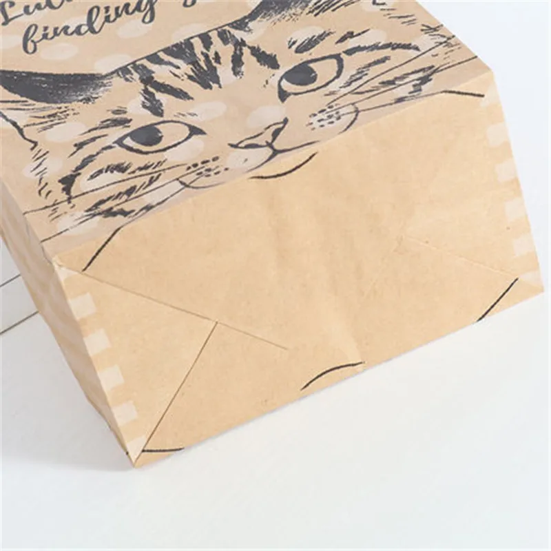 100 шт. Подарочный мешок из крафт бумаги для кошек конфет печенья Свадебная