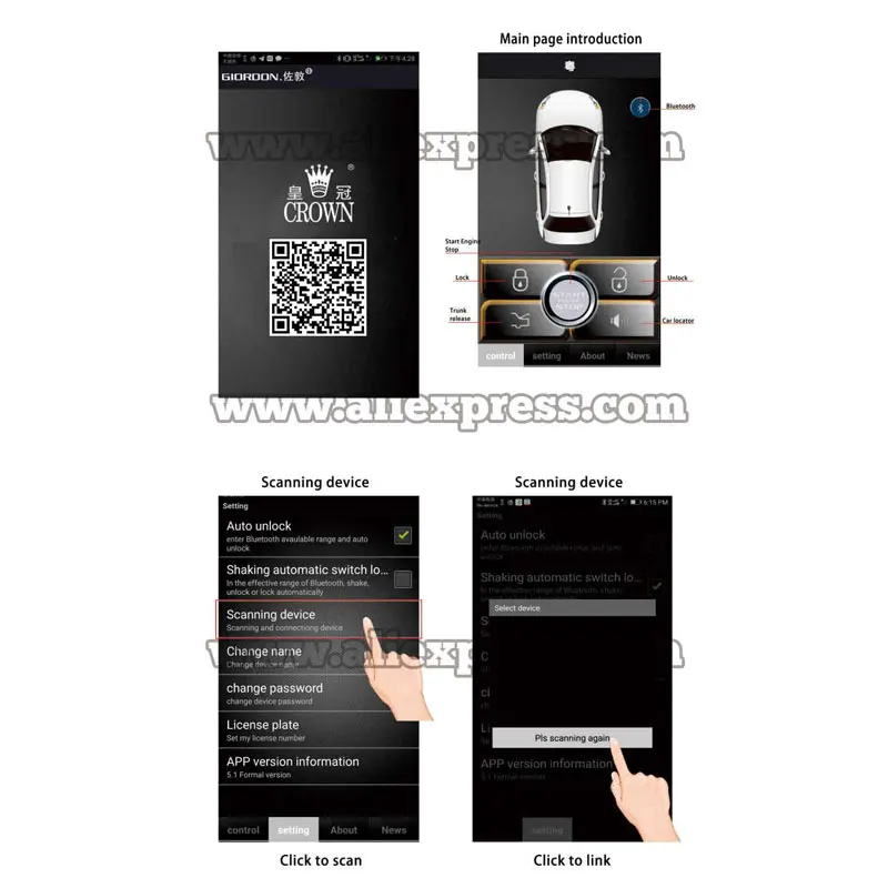 Мобильное умное приложение Bluetooth разблокировка автомобильной сигнализации