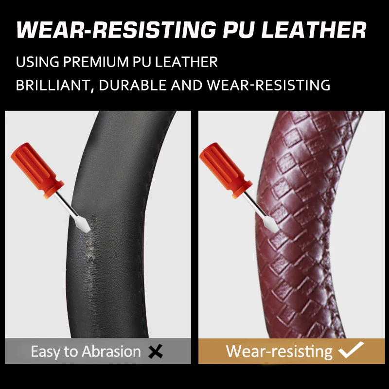 Karcle чехол рулевого колеса автомобиля из искусственной кожи Нескользящая 38 см