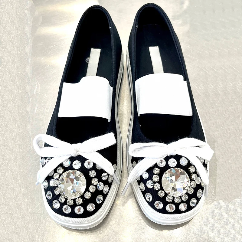 

Spring Autumn New Women's Casual Shoes Luxury Rhinestone Polka Dot Butterfly-Knot Design Flat Shoes Shallow Banquet Ladies Shoes