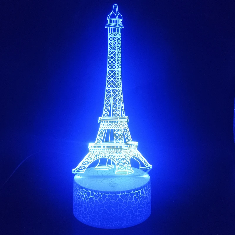 

3d Lamp Eiffel Tower Luna Kids Veilleuse Enfant Sensor Light Paris France Touch Lampara De Mesa Iluminarias Smart Phone Control