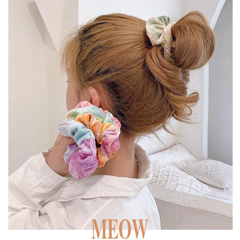 

12PCS Velvet Hair Scrunchie Creative Tie-Dye Scrunchie Velvet Hair Tie Hair Accessories For Women Lady'S Ponytail Holder