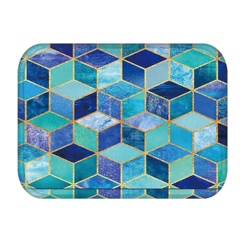 Sea Geometric Kitchen Entrance Door Mat Coral Velvet Carpet Rubber Colorful Indoor Floor Mats Non-Anti-Slip Rug tatami |