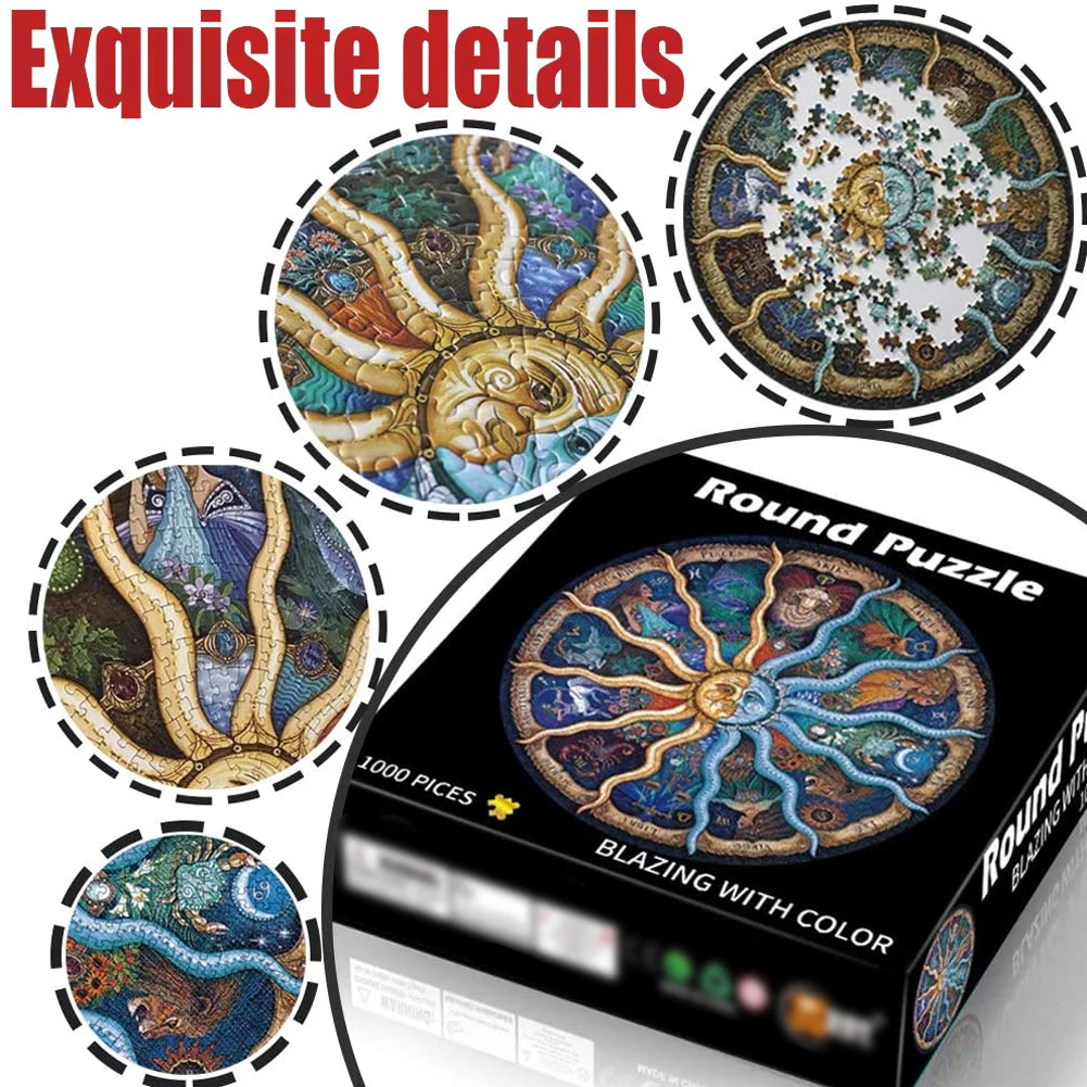 

Round Jigsaw Gradient Constellation Christmas Funny Jigsaw 1000 Pieces Challenge Educational Stress Relief Adults Kids Toys
