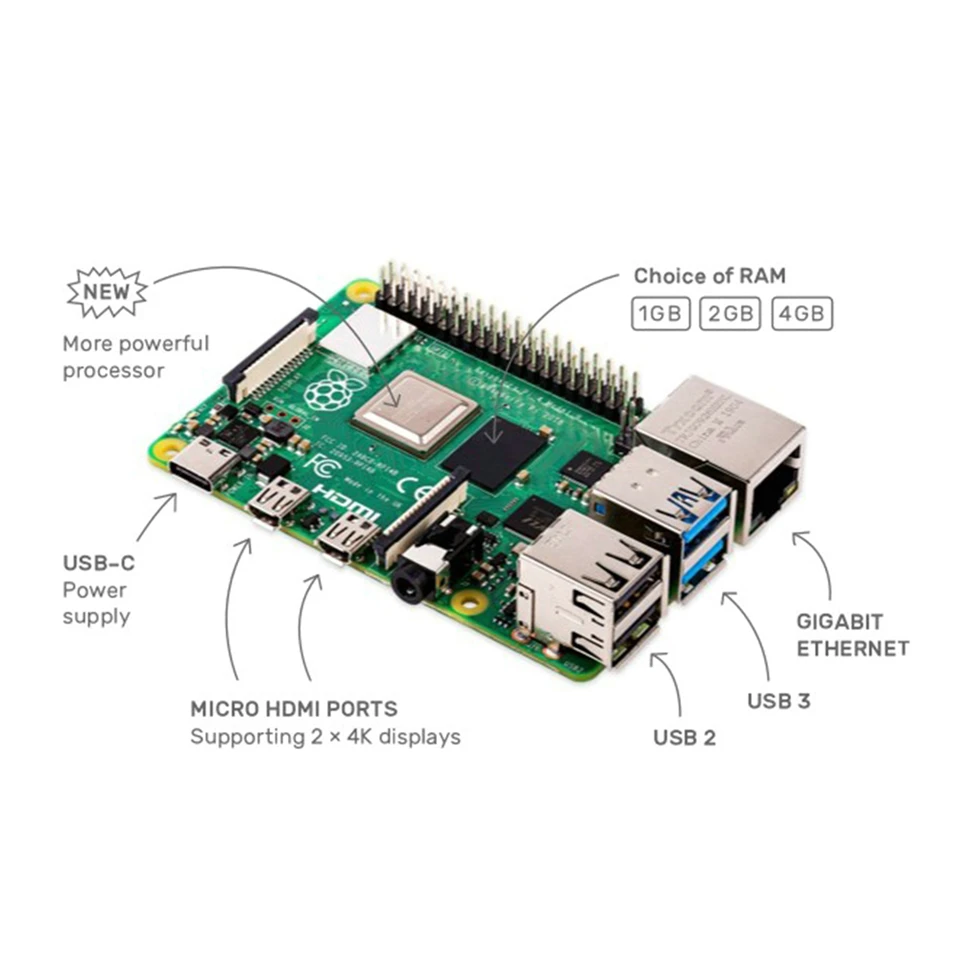 Raspberry Pi 4 Model B LPDDR4 2G/4G  Cortex-A72 (ARM v8) 64  1, 5   4K HDMI  ,  3B +