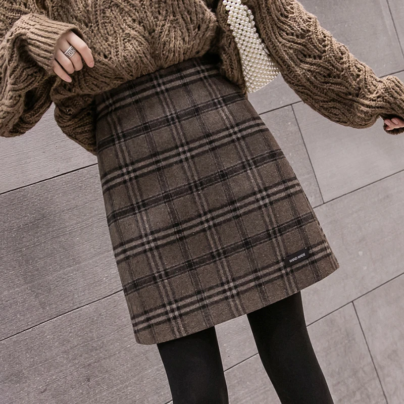 Винтажная Женская клетчатая юбка модная размера плюс Осень зима 2019 новинка