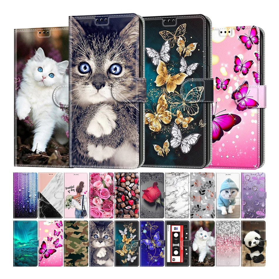 

Colored Painted Magnetic Flip Wallet Case For Xiaomi Redmi Note 8 Pro 8T 9 9S 9T 10 10S 11 Pro Plus 11T Card Slots Book Cover