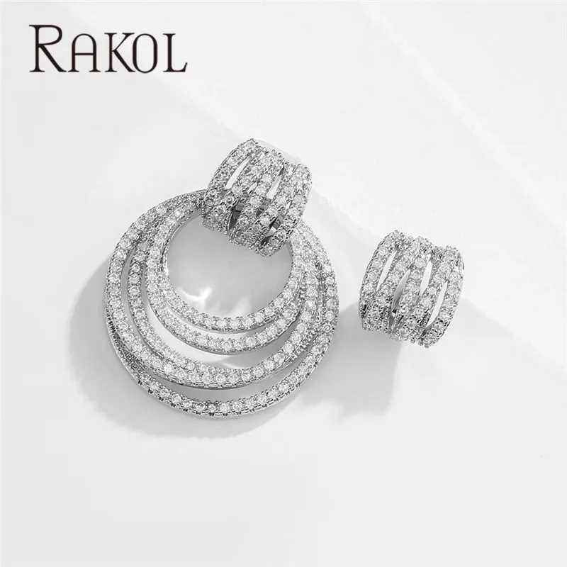 Женские многослойные серьги с фианитами RAKOL многослойное ювелирное украшение