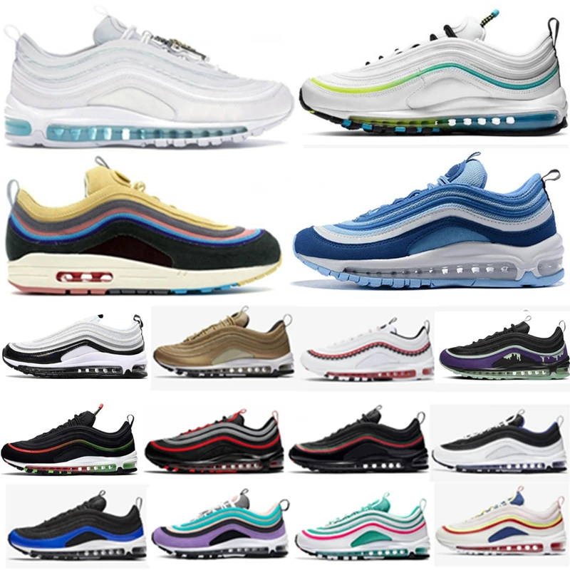 

Sean Wotherspoon 97 Running Shoes Mens Reflective Triple Rainbow University Red Undefeated Trainer Sports Sneakers Size 40-45