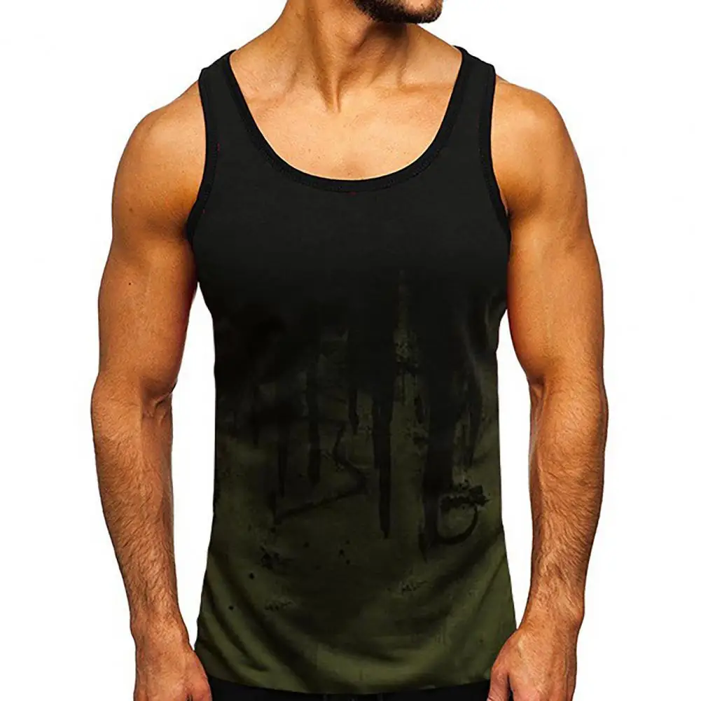 

Summer Fashion Men Fitness Vest Sleeveless 3D Digital Print Cotton Blend Men Sleeveless Slim Bodybuilding Quick-drying Vest Top