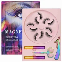 five pairs of magnet eyelashes set 3d three dimensional curling free glue long lasting waterproof magnetic false eyelashes