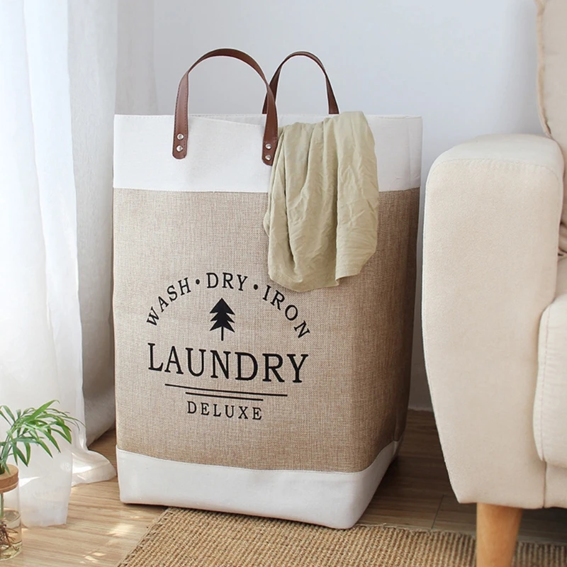 

F2TF Waterproof Collapsible Laundry Basket Dirty Clothes Hamper Printed Foldable Storage Bin Sundries Sorter Basket