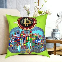 virtual currency bitcoin world throw pillow cushion cover decorative pillowcases case home sofa cushions 40x4045x45cm