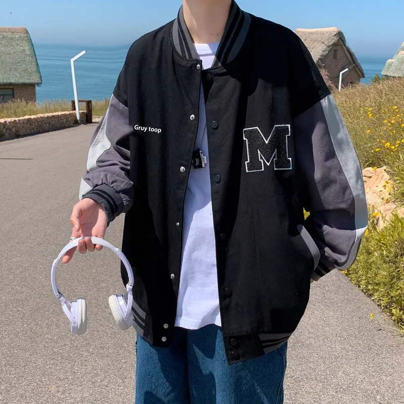 

Мужская куртка с воротником-стойкой, Повседневная модная бейсбольная куртка составного кроя с принтом, модель C233 X181 на осень и зиму, 2020