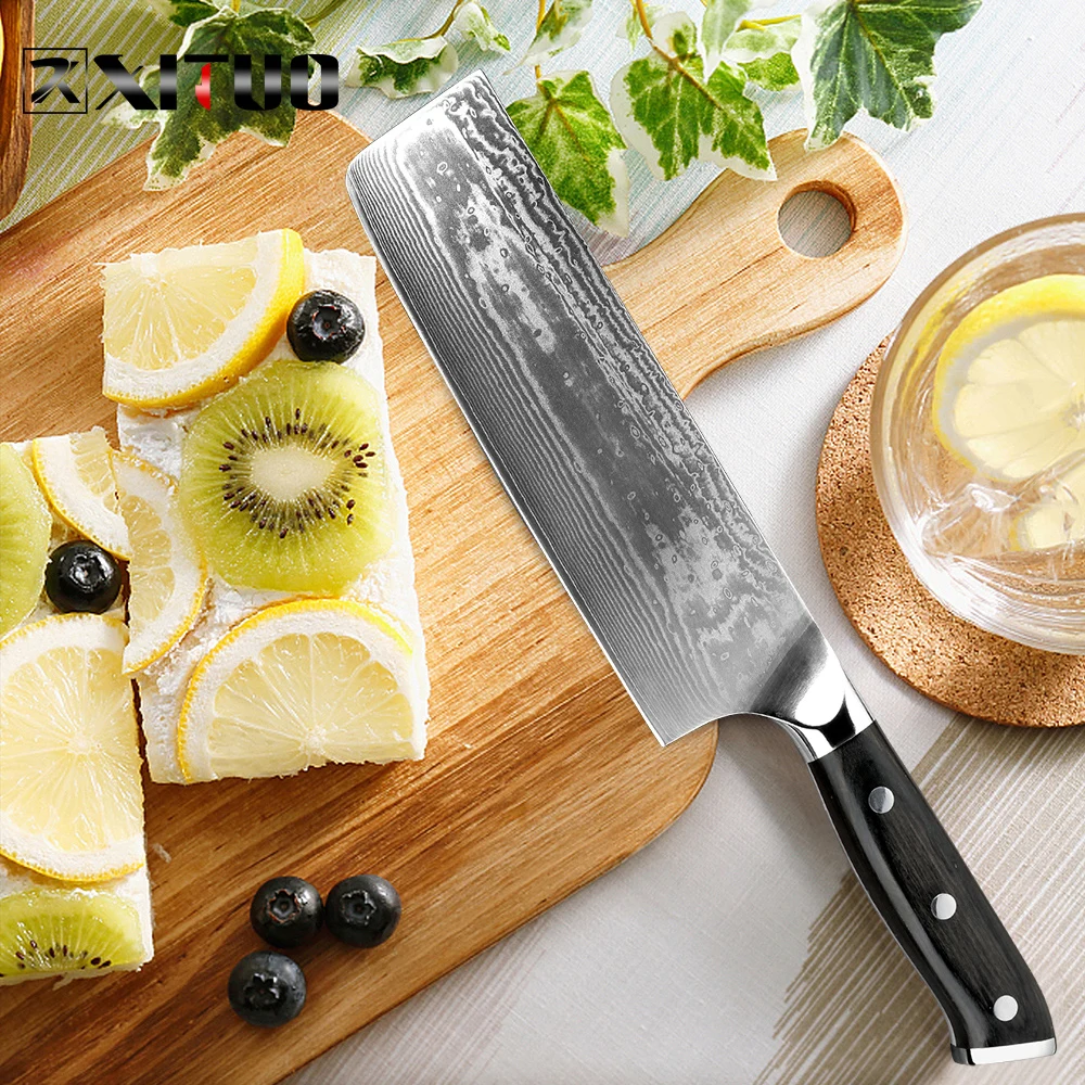 XITUO дамасский поварской нож накири Мясницкий резак для резки мяса нарезанная