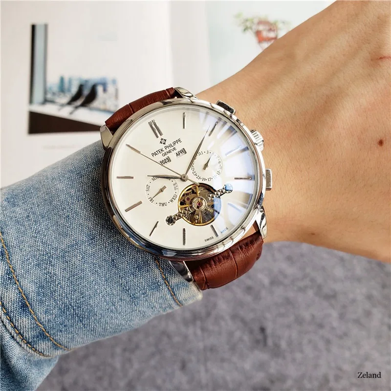 

New Automatic Mechanical Men Watch Silver Blue Stainless Steel Transparent Sapphire Glass AAA Glide Watches 364