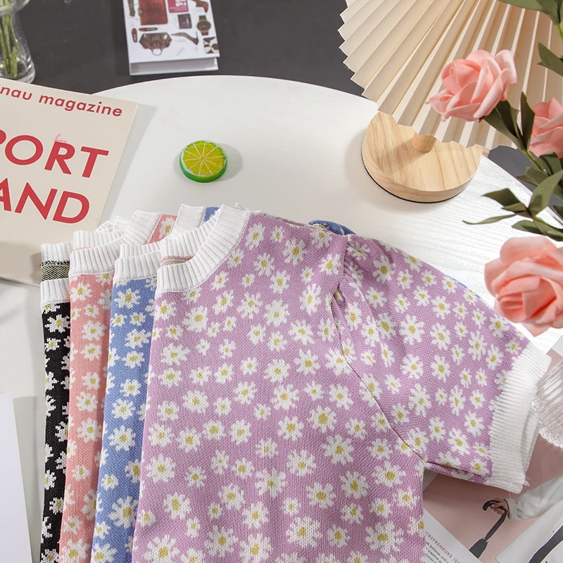 Woherb летняя корейская мода тонкая трикотажная футболка Женские винтажные топы с