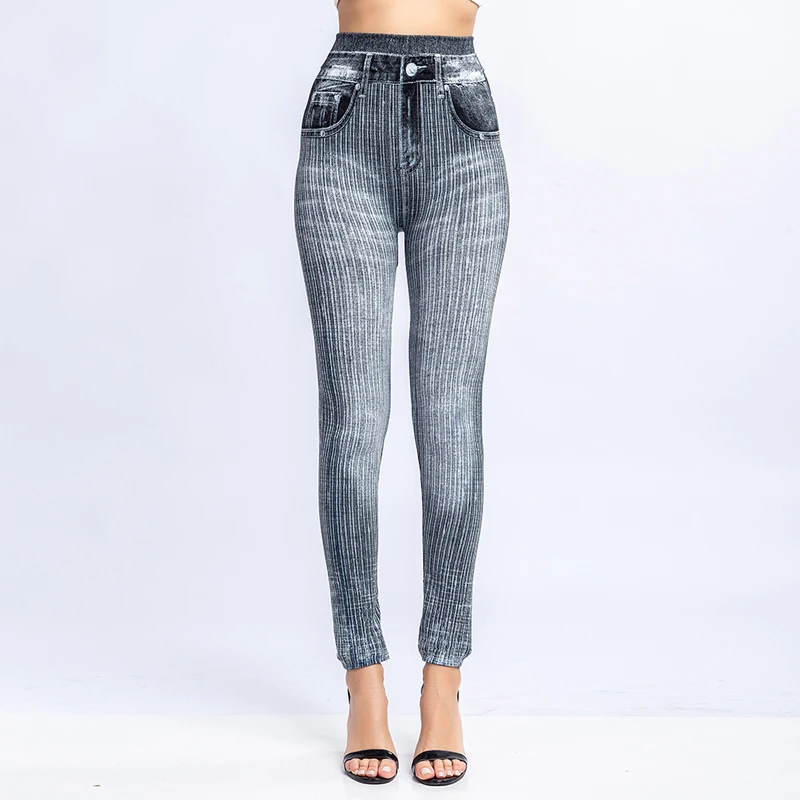 

Women Sexy Push Up Seamless High Waist Jeans Leggings Women Spring Elastic Faux Denim Jeggings Pants Leggins Mujer 3XL 2021