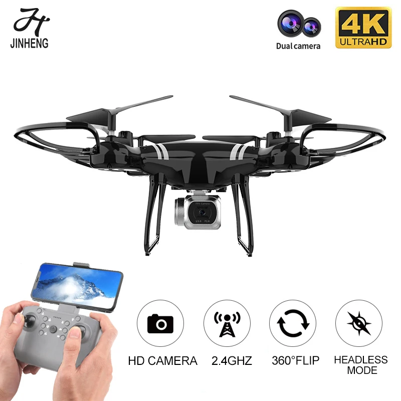 

JINHENG KY101 Mini Drone 4K WIFI RC Quadcopter With Camera Dual HD Aerial FPV Helicopter One Key Return Toys For Boys Gift Child