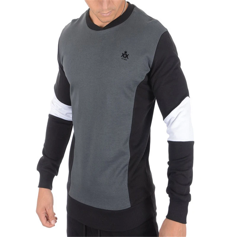 

Muscle brothers sweater men's spring and autumn round neck color matching tide brand casual pullover outdoor sports