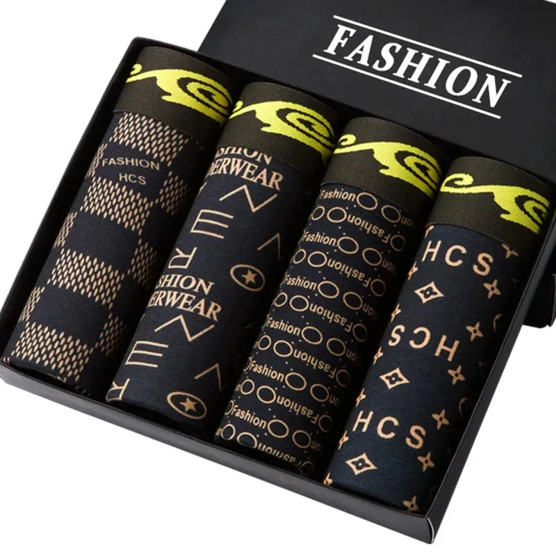 Мужские трусы 4 шт./лот модное нижнее белье боксеры брендовые размеры от M до 3XL |