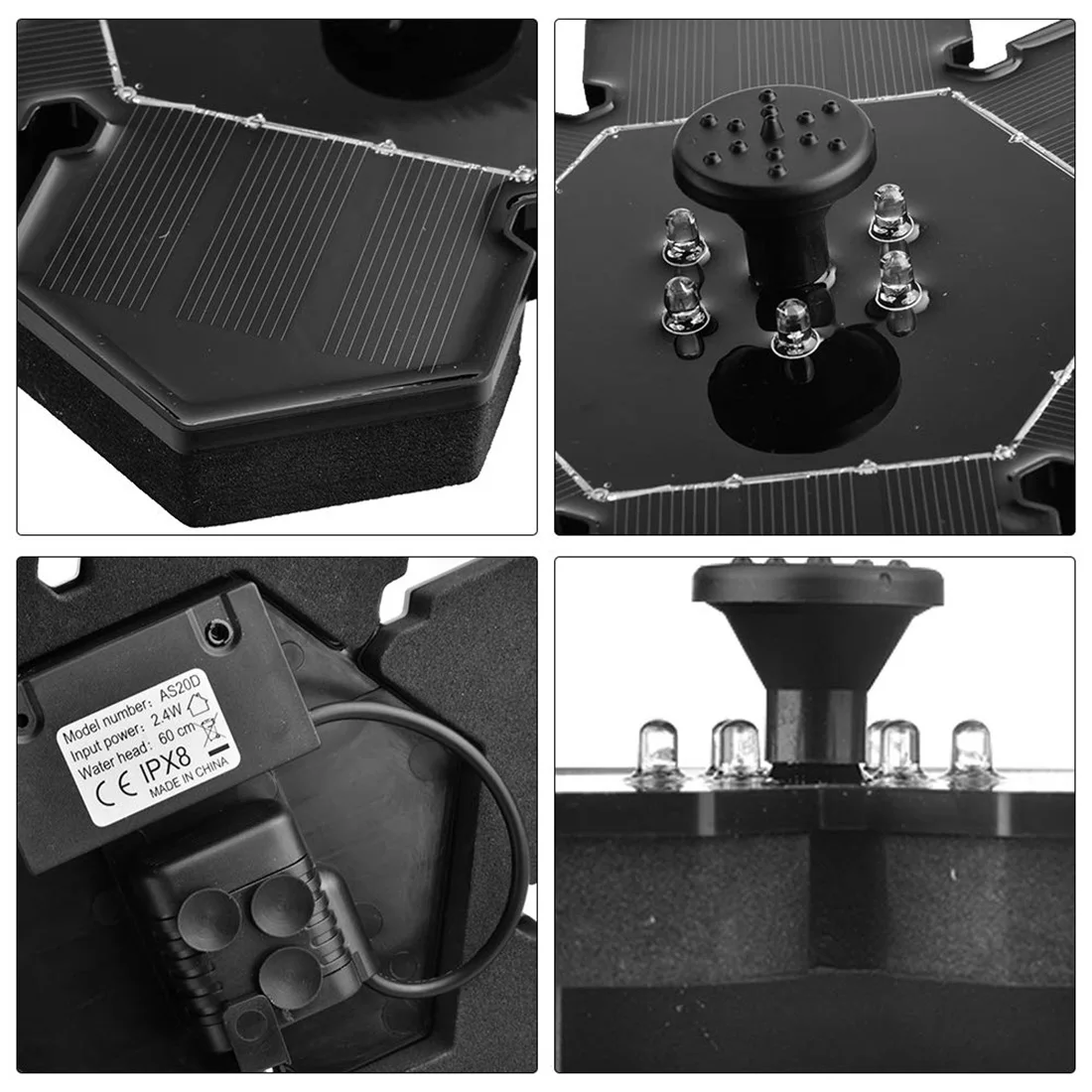 Улучшенный солнечный фонтан насос с светодиодный светильник погружной для сада