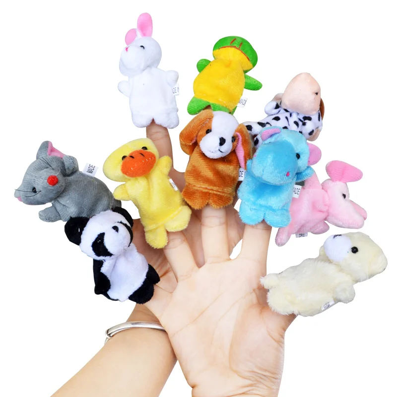 

10pcs/lot Plush Animals Finger Set Kid Child Baby Toy Learning Education Pretend Daily Play Story Telling Toys For Children