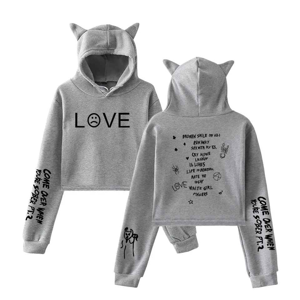 Lil Peep толстовки Love Lil. peep женские свитшоты пуловер с капюшоном принт кошачьи ушки