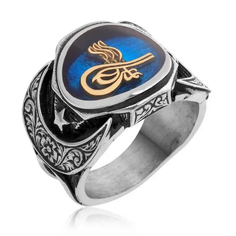

Silverlina Silver Blue Tuğralı Male Ring