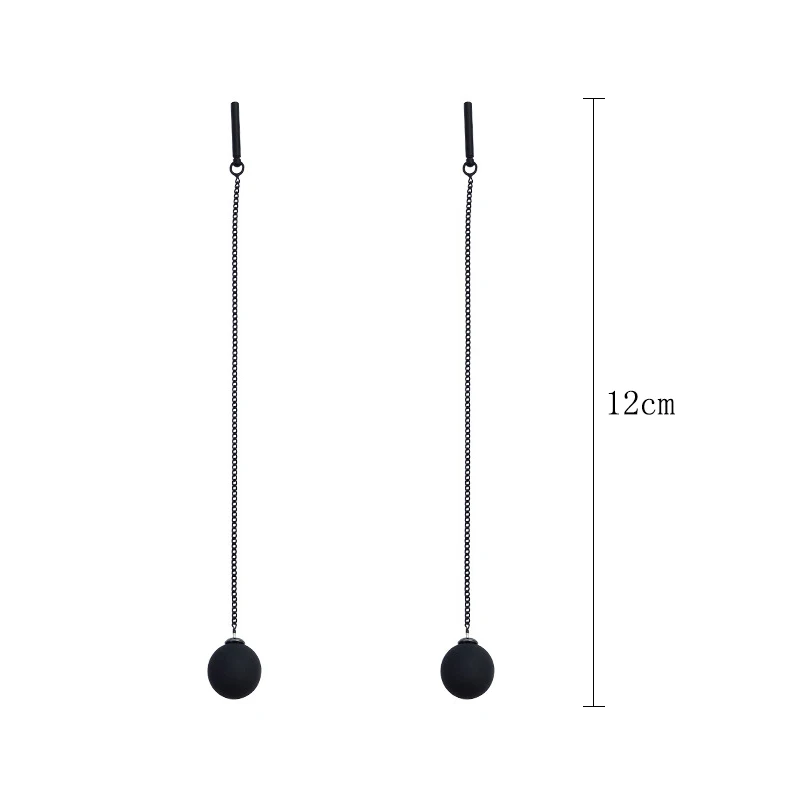 

Drop earrings Female Black Metal Ball 1Pair Unique Long.Tassel Women temperament Jewelry Beautiful Fashion Jewelry Graceful
