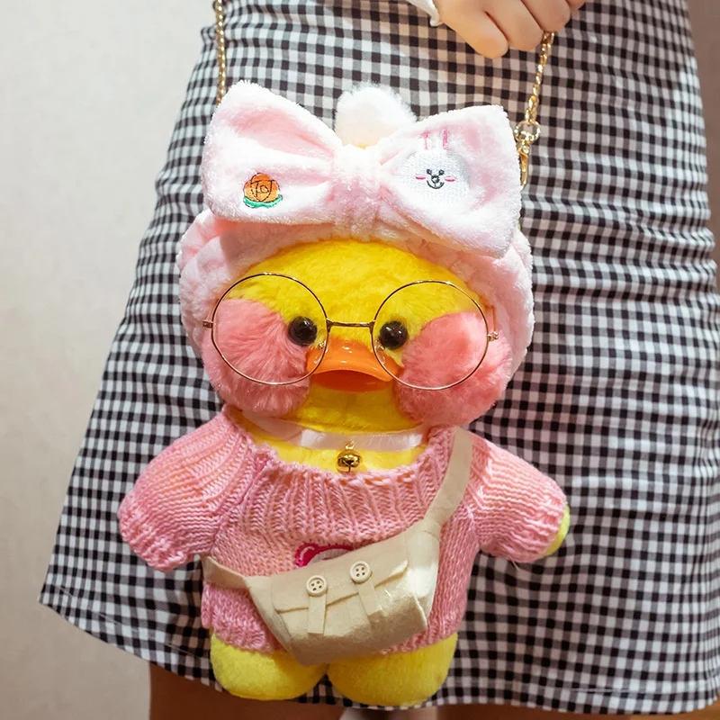 30cm Yellow Duck Lalafanfan Backpack Kawaiii Soft Stuffed Animals Plush Toy Girls Crossbody Bag Doll Christmas Gift For Children