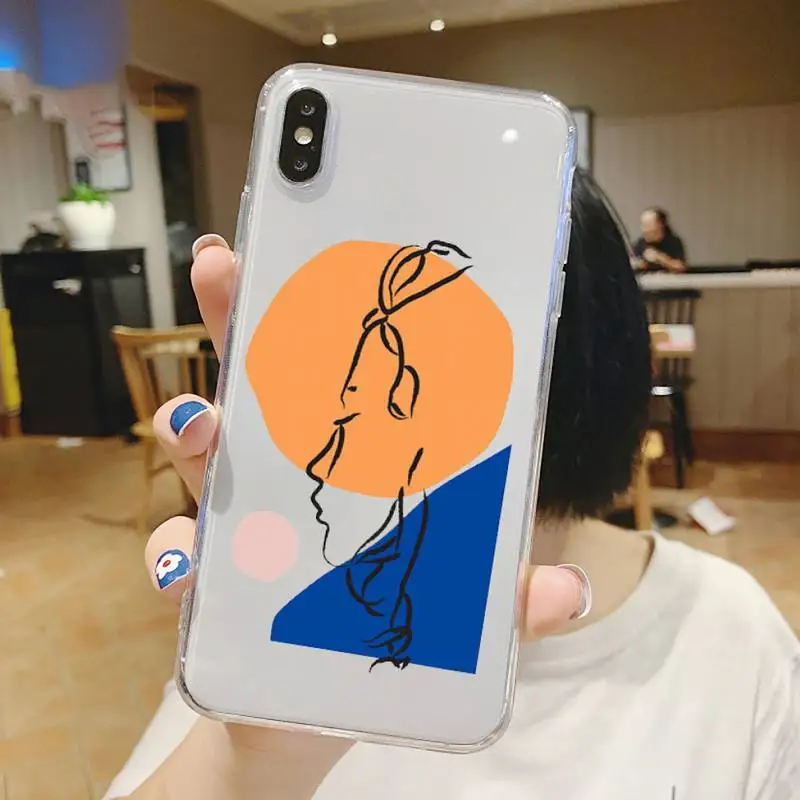 

Art Retro Abstract Geometry Phone Case Transparent soft For iphone 5 5s 5c se 6 6s 7 8 11 12 plus mini x xs xr pro max